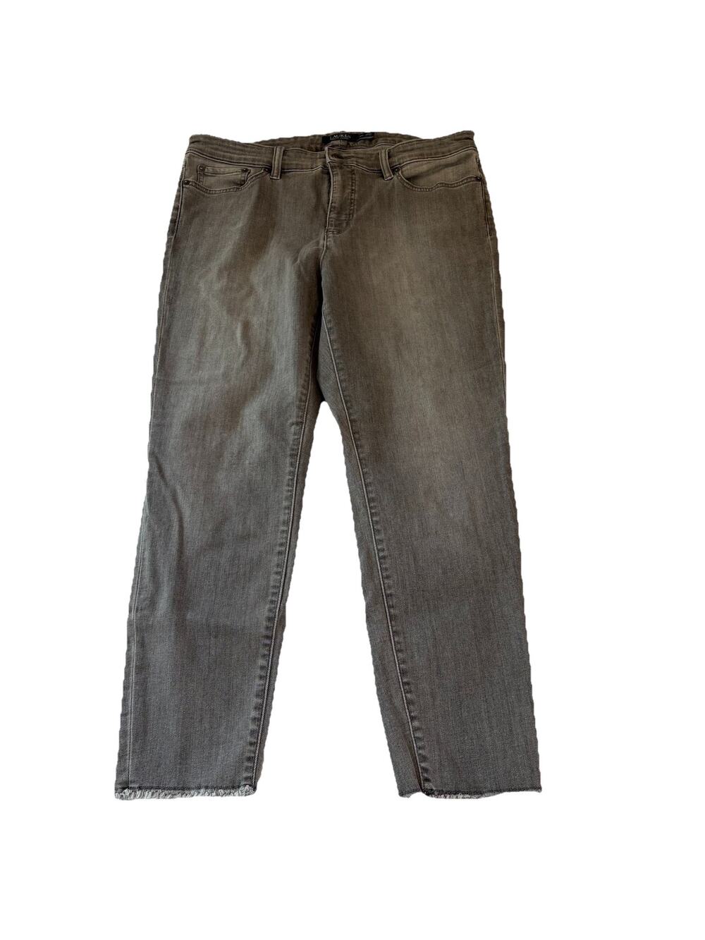 Lauren Ralph Lauren Women’s Size 12P Gray Premier Skinny Cropped Jeans Raw Hem